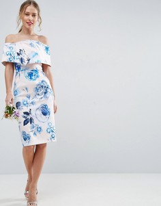 Платье-футляр миди с цветочным принтом ASOS WEDDING - Мульти