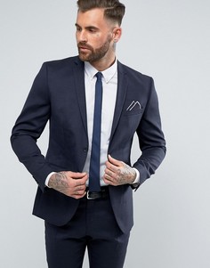 Узкий пиджак с добавлением шерсти и эластичной подкладкой Selected Homme - Темно-синий