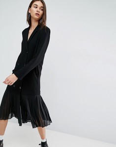 Платье-пиджак с плиссированным краем из шифрона ASOS WHITE - Черный