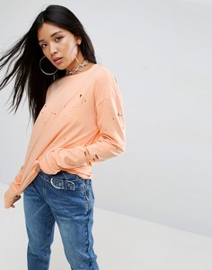Топ с длинными рукавами и потертостями ASOS - Оранжевый