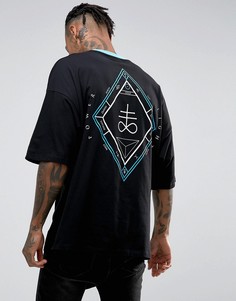Свободная футболка с принтом Mystic на спине ASOS - Черный