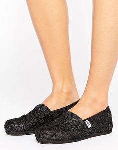 Черные ажурные слипоны с блестками Toms - Черный