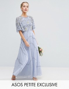 Платье макси с рукавами клеш и цветочной отделкой ASOS PETITE Wedding - Мульти
