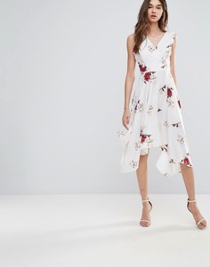 Influence Floral Wrap Front Dress - Белый