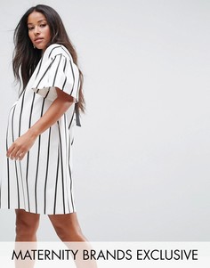 Платье в полоску с короткими рукавами ASOS Maternity - Белый