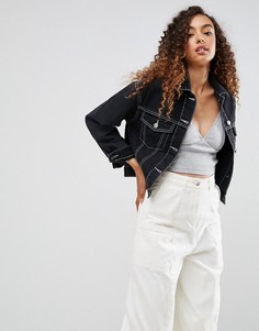 Черная джинсовая куртка с контрастной строчкой ASOS - Черный