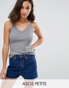 Топ в рубчик на тонких бретельках ASOS PETITE - Серый