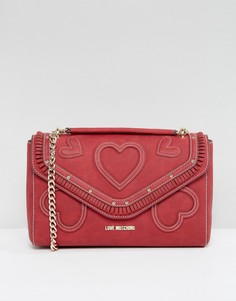 Замшевая сумка на плечо с цепочкой Love Moschino - Красный