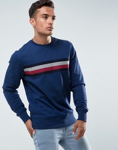 Синий свитшот с вышитыми фирменными полосками Tommy Hilfiger Lake - Синий