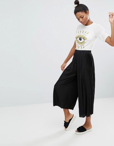 Плиссированные широкие брюки Monki - Черный