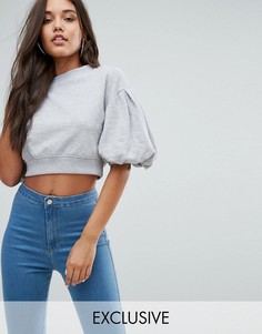 Трикотажный топ с пышными рукавами Missguided - Серый
