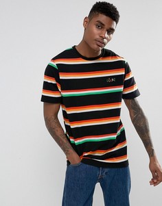 Свободная футболка в полоску с вышивкой Lucky ASOS - Черный