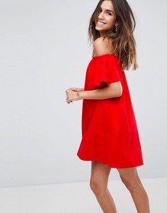 Платье мини с открытыми плечами ASOS - Красный
