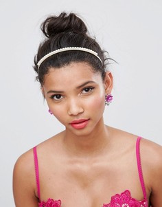 Повязка на голову с искусственным жемчугом ASOS - Кремовый