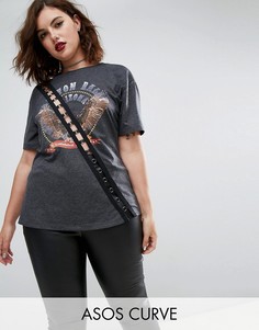 Футболка с принтом и отделкой ASOS CURVE - Черный