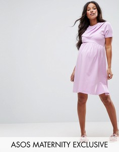 Платье с перекрестной отделкой спереди ASOS Maternity - Фиолетовый