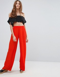 Брюки с широкими штанинами в горошек New Look - Красный
