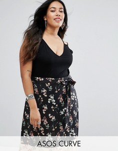 Свободный топ на двойных бретельках ASOS CURVE - Черный
