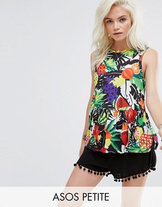 Топ с тропическим принтом и оборкой ASOS PETITE - Мульти