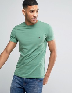 Узкая зеленая футболка с логотипом-флажком Tommy Hilfiger - Зеленый