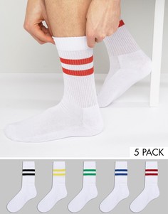 Набор из 5 пар носков в спортивном стиле ASOS - Белый