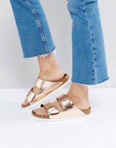 Кожаные сандалии медного цвета с отделкой металлик Birkenstock Arizona - Медный