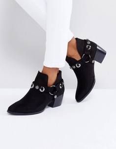 Ботинки в стиле вестерн на среднем каблуке Truffle Collection - Черный