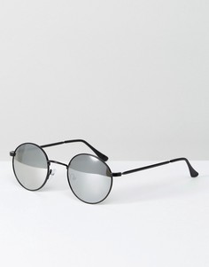 Черные круглые солнцезащитные очки с зеркальными стеклами ASOS - Черный