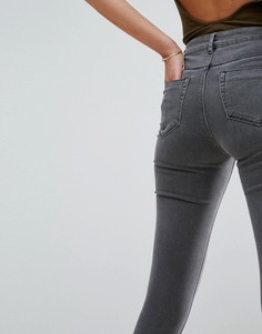 Серые джинсы скинни с завышенной талией ASOS RIDLEY - Серый
