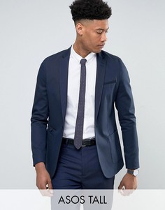 Темно-синий хлопковый суперузкий блейзер ASOS TALL - Темно-синий