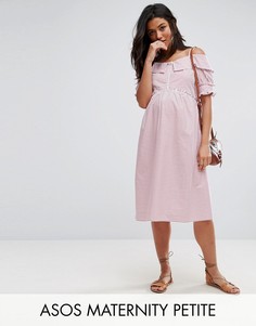 Платье в полоску с открытыми плечами ASOS Maternity PETITE - Красный