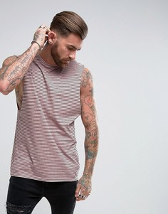 Розовая майка в полоску с заниженными проймами ASOS - Розовый
