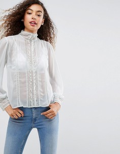 Блузка с кружевными вставками ASOS Victoriana - Синий