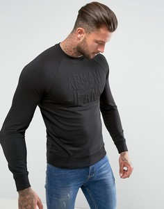 Черный свитшот с круглым вырезом и логотипом Armani Jeans - Черный