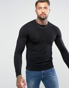 Черный джемпер с круглым вырезом и логотипом Armani Jeans - Черный