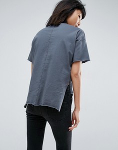 Футболка с удлиненной кромкой сзади ASOS - Серый