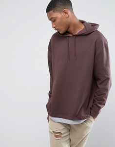 Свободное худи с футболочной нижней кромкой ASOS - Коричневый