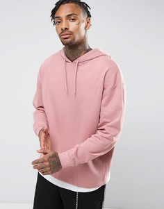 Свободное худи с футболочной нижней кромкой ASOS - Розовый
