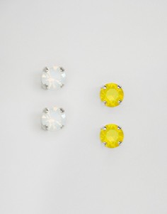 Набор из двух пар серег-гвоздиков с кристаллами Swarovski Krystal London - Серебряный
