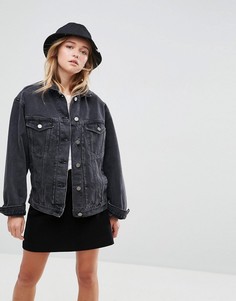 Черная свободная джинсовая куртка ASOS - Черный