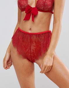Кружевные трусики-шорты с большими бантами ASOS Abbie - Красный