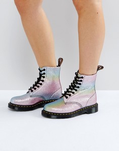 Блестящие ботинки с 8 парами люверсов Dr Martens - Мульти