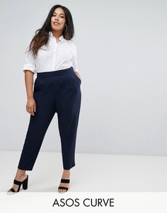 Суженные книзу брюки с завышенной талией ASOS CURVE - Темно-синий