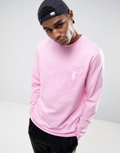 Длинная футболка с вышивкой ASOS - Розовый