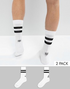 2 пары носков в спортивном стиле с надписями ASOS - Белый