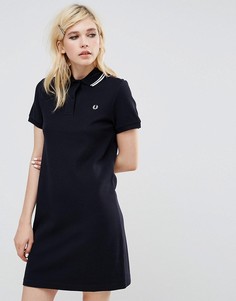 Платье-поло с сетчатыми манжетами Fred Perry - Темно-синий