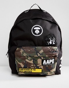 Рюкзак с камуфляжным принтом и логотипом на кармане AAPE By A Bathing Ape - Черный