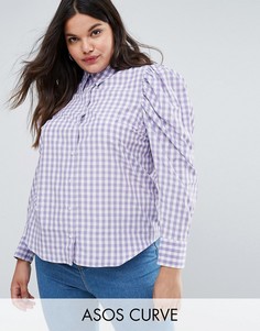 Рубашка в клетку с пышными рукавами ASOS CURVE - Мульти