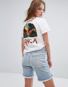 Футболка бойфренда с принтом RVCA - Белый