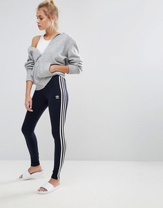 Темно-синие леггинсы с тремя полосками adidas Originals - Темно-синий